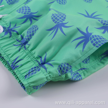 Pattern 100%Polyester Swimming Trunks Green Board Shorts